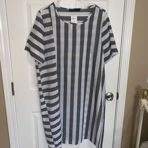 NWT White and Gray Striped Dress XXL